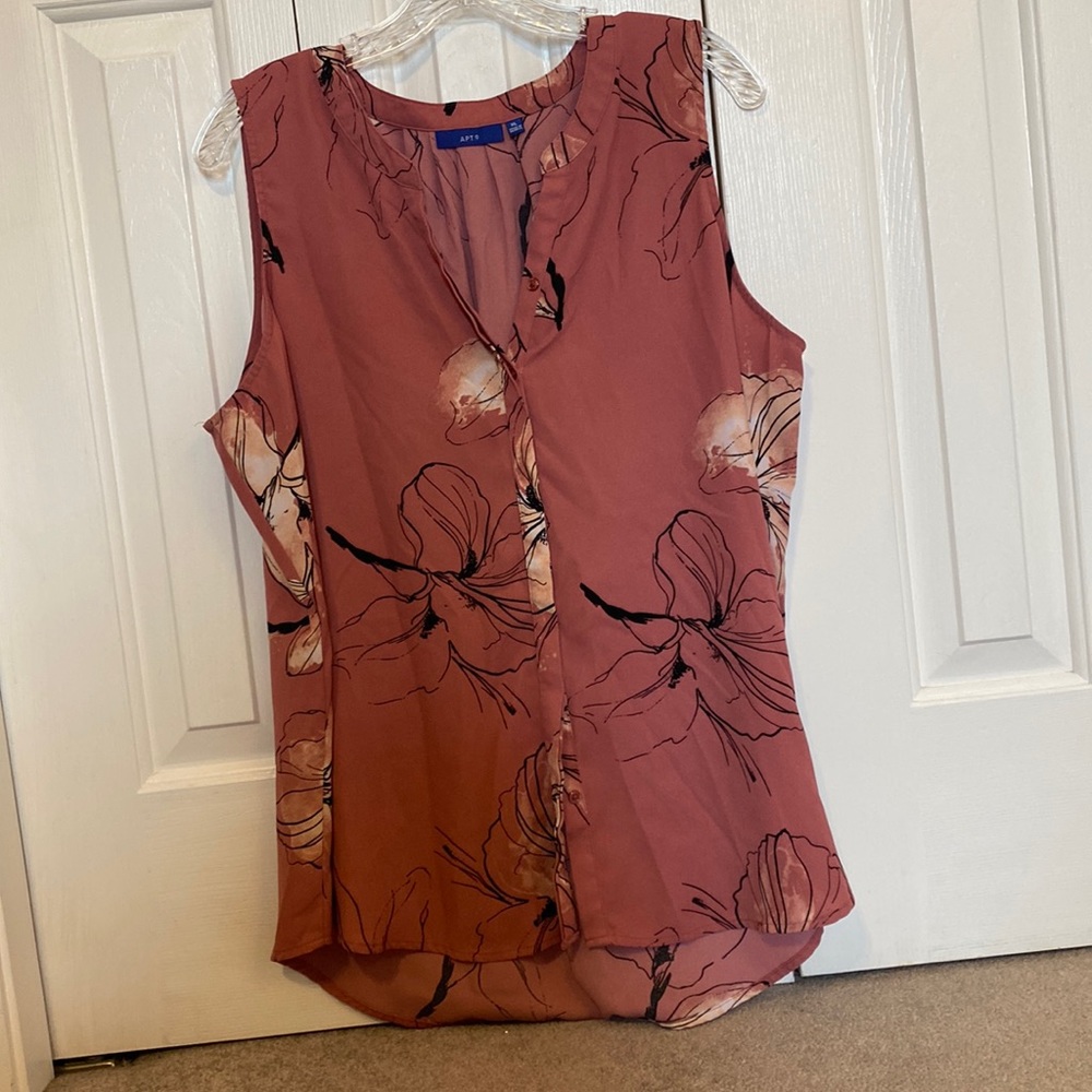 Apt 9 Sleeveless Blouse-Size XL-Pink Floral-EUC
